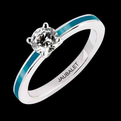 Bague de fiançailles diamant or blanc Judith One laque