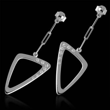 Boucles d’oreilles pavage diamant or blanc Triangle