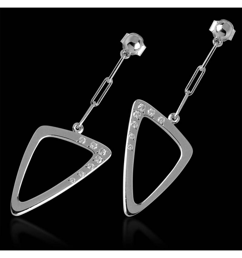 Boucles d’oreilles pavage diamant or blanc Triangle