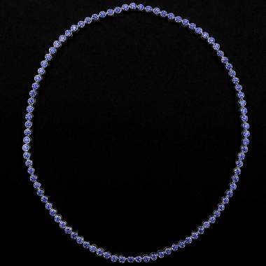 Collier saphir bleu 17 carats en or blanc 18K (37,9 g) Perle de diamants