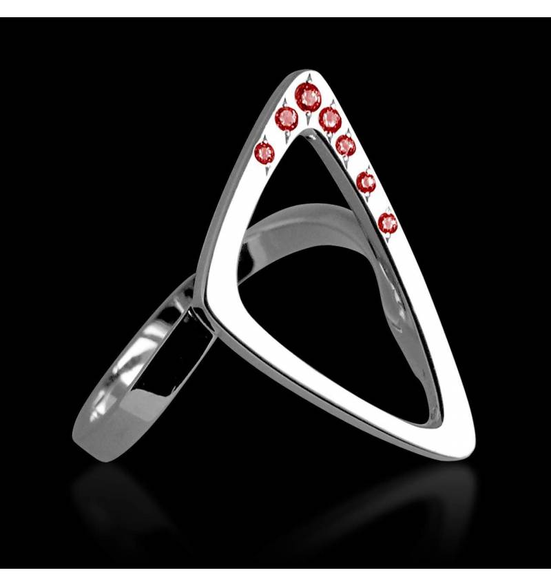 Bague de fiançailles rubis 0,6 carat or blanc Triangle 