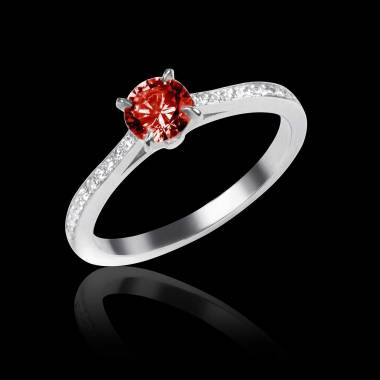 Bague de fiançailles rubis pavage diamant or blanc Elodie