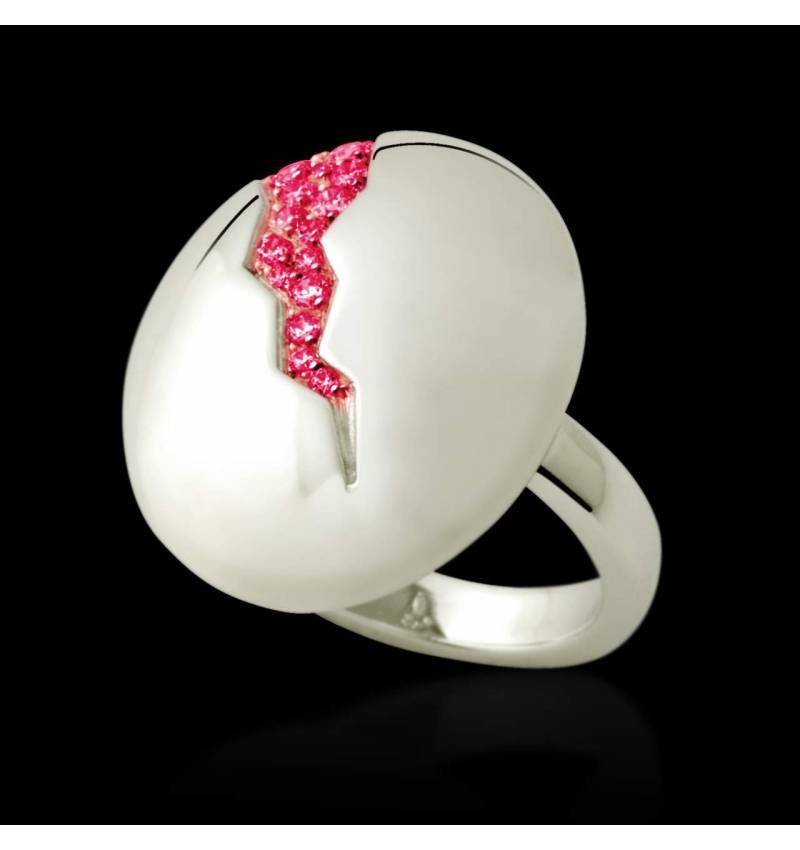 Bague de fiançailles saphir rose 0,8 carat or blanc Quake