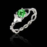 Bague de fiançailles émeraude or blanc Vigne
