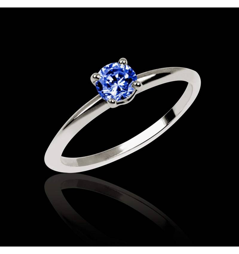 Bague de fiançailles saphir bleu or blanc Valentina