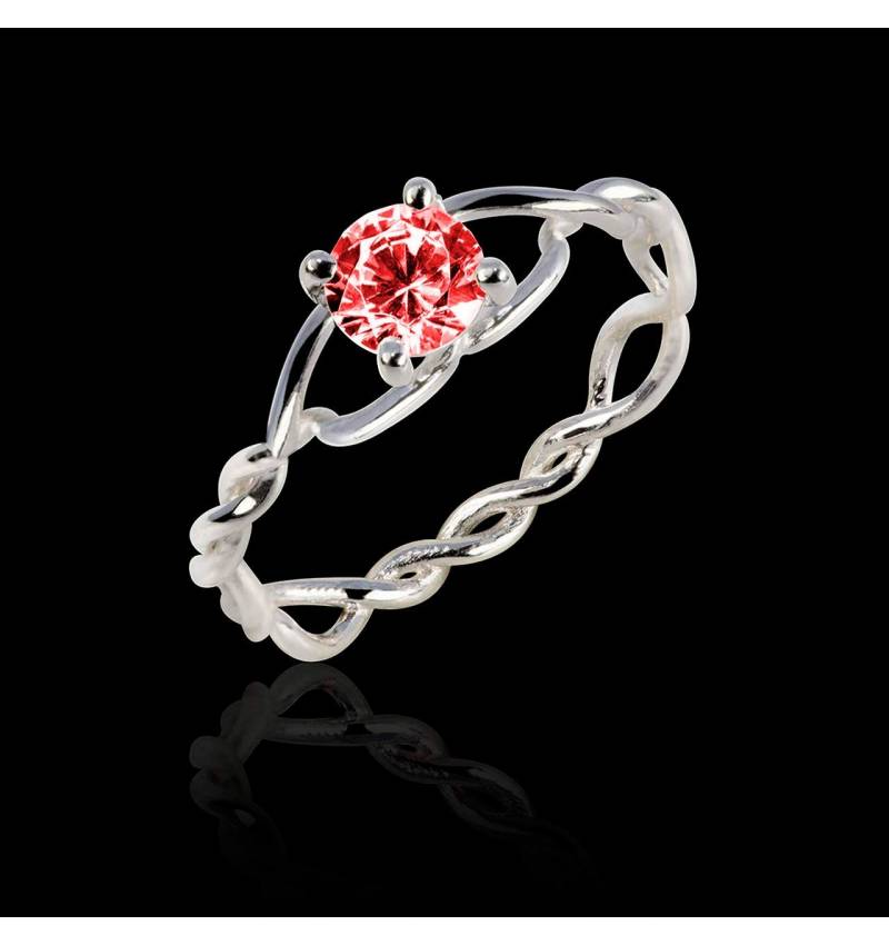 Bague de fiançailles rubis or blanc Entrelassée