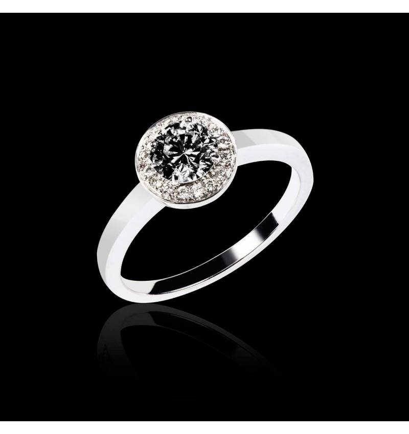 Bague de fiançailles diamant noir pavage diamant or blanc Rekha Solo