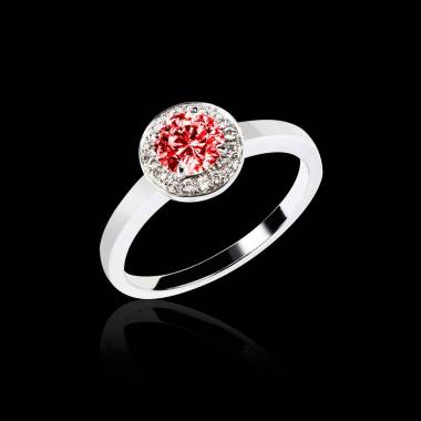 Bague de fiançailles rubis pavage diamant or blanc Rekha Solo