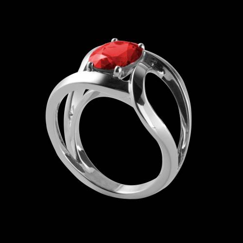 Bague de fiançailles rubis rond or blanc Future Solo