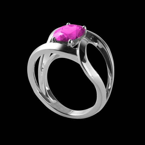 Bague de fiançailles saphir rose rond or blanc Future Solo