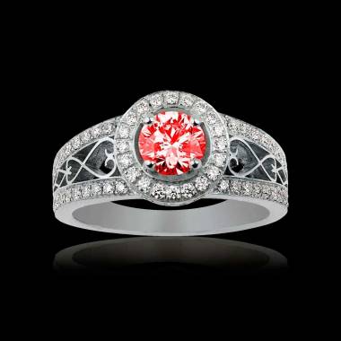 Solitaire rubis pavage diamant or blanc Tsarine