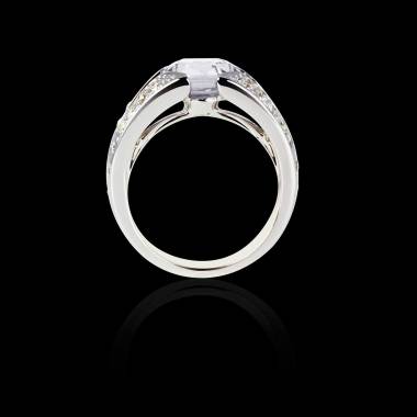 Solitaire diamant pavage diamant or blanc Isabelle