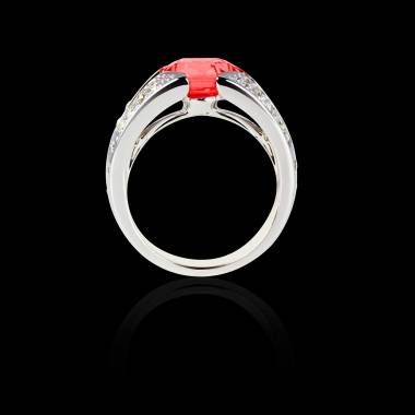 Solitaire rubis pavage diamant or blanc Isabelle