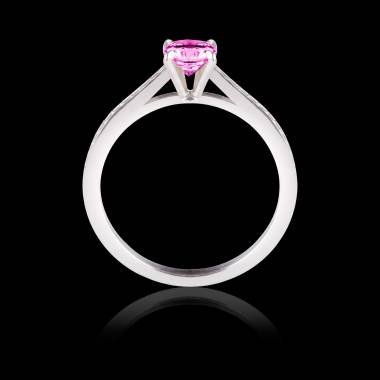 Solitaire Saphir Rose pavage diamant or blanc Elodie