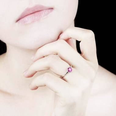 Bague saphir rose or blanc Cristina