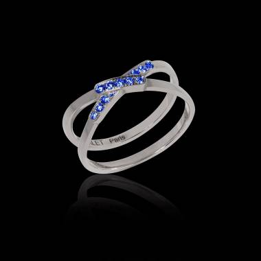 Bague de fiançailles saphir bleu 0,9 carat or blanc Tifène