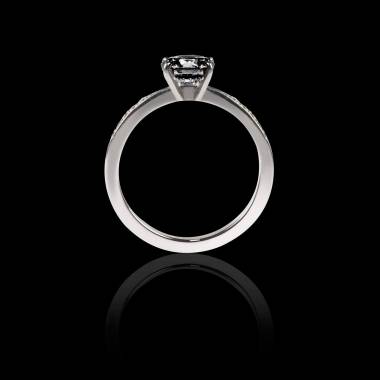 Solitaire diamant noir pavage diamant or blanc Judith