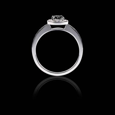 Bague Solitaire diamant noir pavage diamant or blanc Rekha 