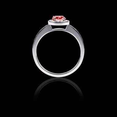 Bague Solitaire rubis pavage diamant or blanc Rekha 