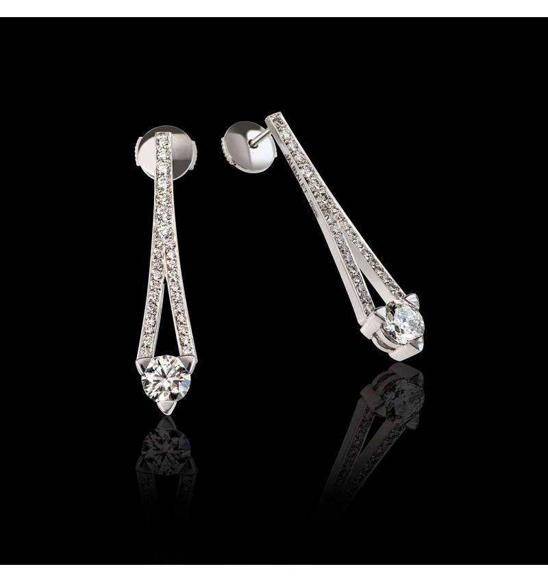 Boucles d’oreilles diamant pavage diamant or blanc Plena Luna