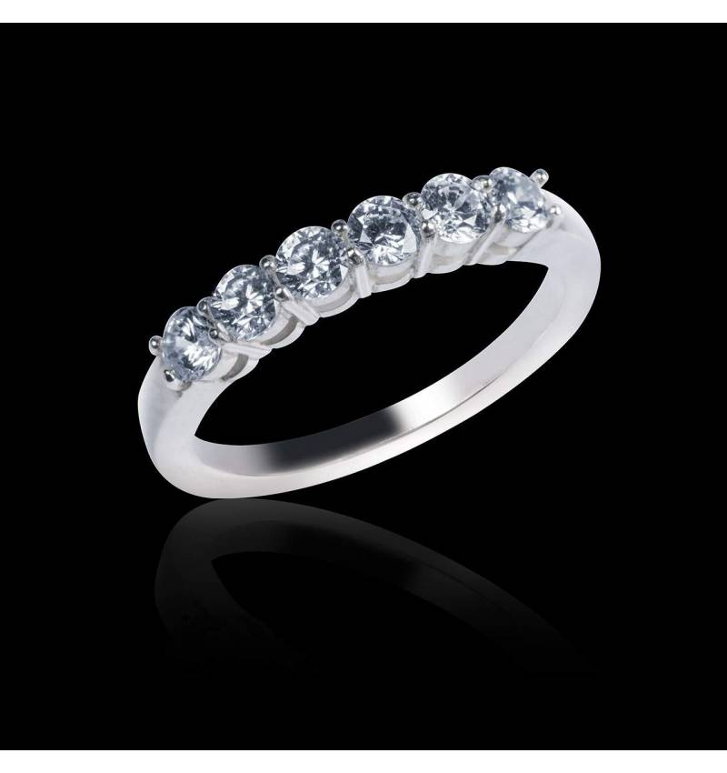Alliance de mariage pavage diamant 0,5 carat or blanc Cassiopa