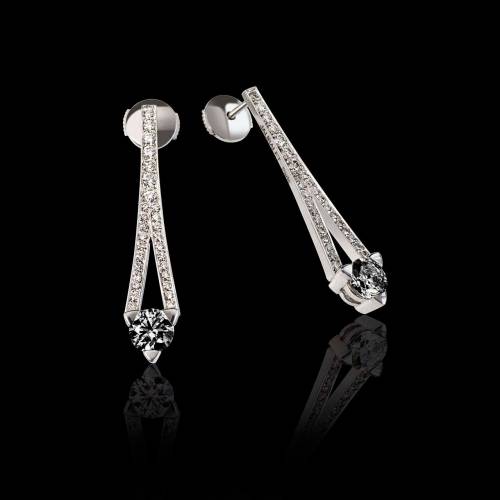 Boucles d’oreilles diamant noir pavage diamant or blanc Plena Luna