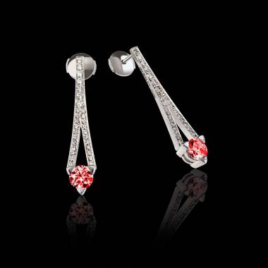 Boucles d’oreilles rubis pavage diamant or blanc Plena Luna