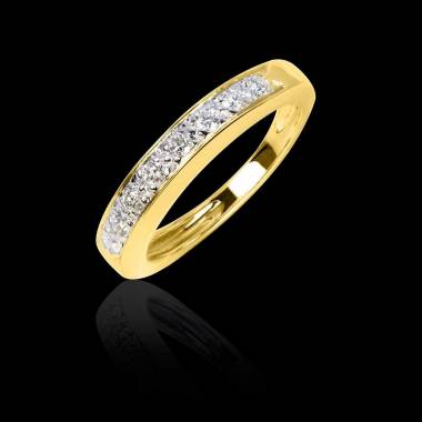 Alliance de mariage pavage diamant 0,6 carat or jaune Deliciae