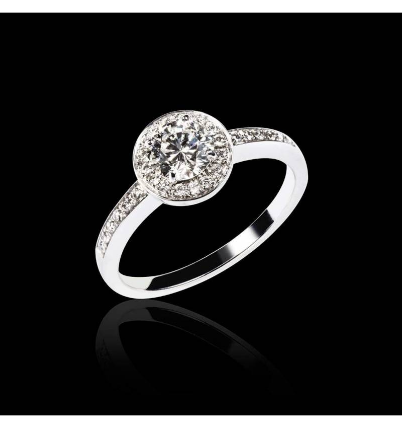 Bague de fiançailles diamant pavage diamant or blanc Rekha