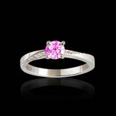 Bague de fiançailles saphir rose pavage diamant or blanc Meryem