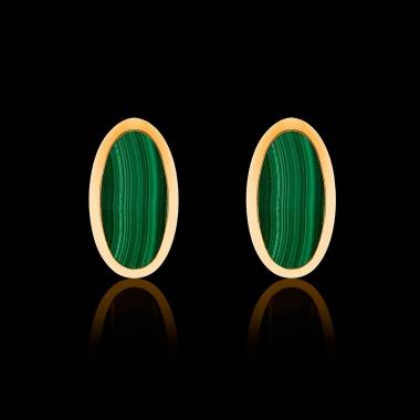 Boutons de manchettes chevalière malachite or jaune vermeil 13,4g Ellipsis