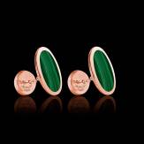 Bouton de manchette chevalière malachite en or rose vermeil 13,4g Ellipsis