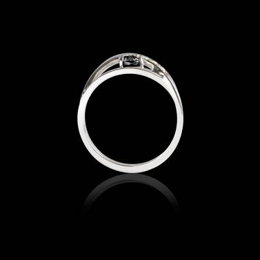 Bague Solitaire diamant noir pavage diamant or blanc Anaelle