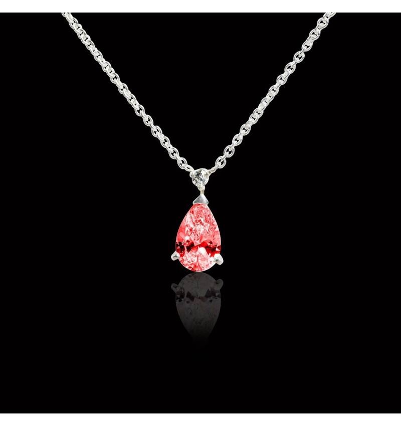 Pendentif rubis pavage diamant or blanc Goutte d’amour