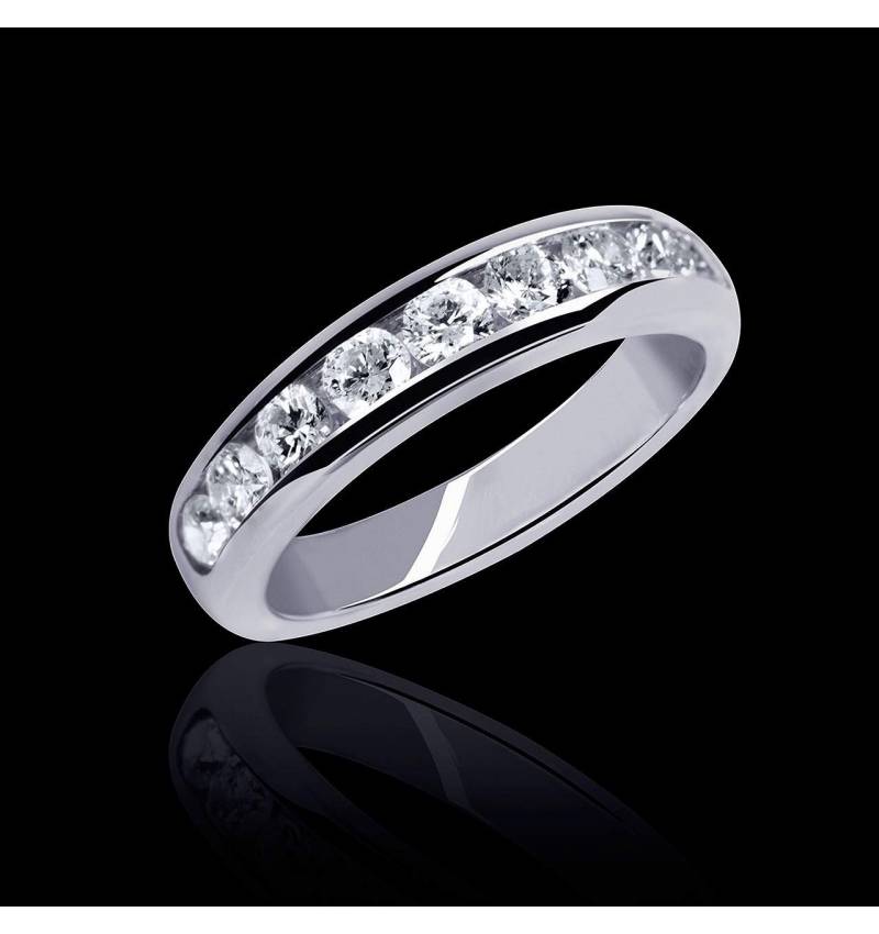 Alliance de mariage pavage diamant 0,5 carat or blanc Florence