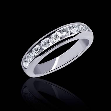 Alliance de mariage pavage diamant 0,7 carat platine Florence