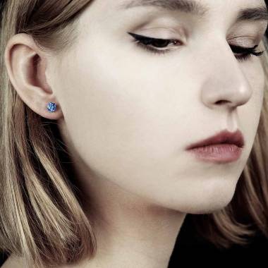 Boucles d’oreilles saphir bleu en or blanc Just me