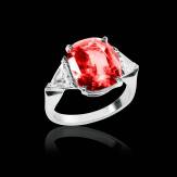 Bague de fiançailles rubis pavage diamant or blanc Stéphanie 