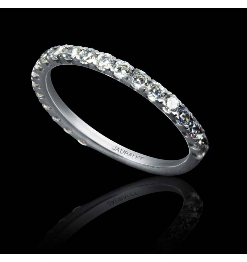 Alliance de mariage pavage diamant 0,5 carat or blanc Emilie