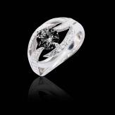 Bague de fiançailles diamant noir pavage diamant or blanc Ophélie