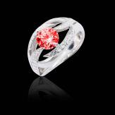 Bague de fiançailles rubis pavage diamant or blanc Ophélie