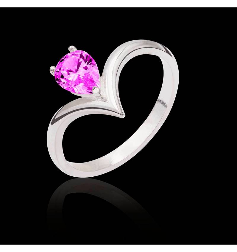 Bague de fiançailles saphir rose or blanc Flavie Solo