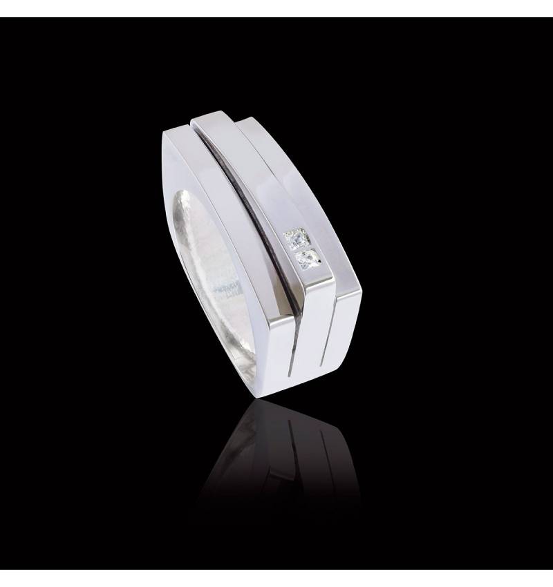 Bague Homme pavage diamant 0,6 carats or blanc Sensus