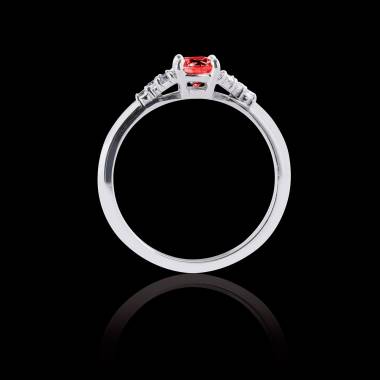 Solitaire rubis pavage diamant or blanc Virginie