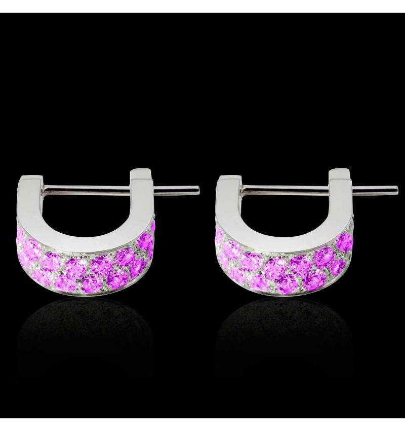 Boucles d'oreilles saphir rose Fuseaux