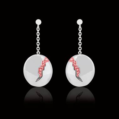 Boucles d’oreilles pavage rubis or blanc 18K Quake