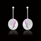 Boucles d’oreilles pavage en saphir rose or blanc 18 K (9,7g) Quake