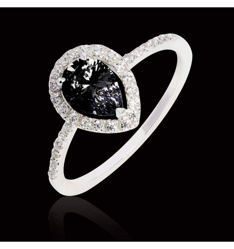 Bague diamant noir poire Sandra