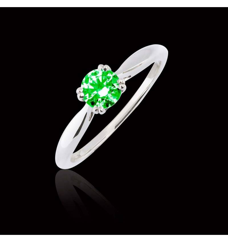 Bague de fiançailles émeraude or blanc Laureen Solo