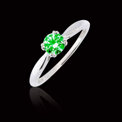 Bague de fiançailles émeraude or blanc Laureen Solo